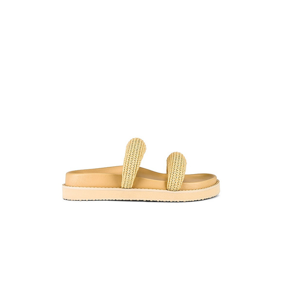 Simkhai 'Lupita' Tan Puffy Strap Raffia Platform Sandals Size 8 - NWT - Picture 1 of 5